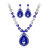 Women's Glam Classic Style Water Drop Alloy Earrings Necklace Jewelry Set Diamond Rhinestone Jewelry Sets sku image 4