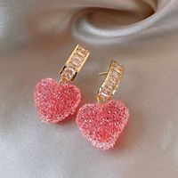 Sweet Alloy Heart Shape Earrings Dating Electroplating Rhinestone Drop Earrings As Shown In The Picture sku image 4