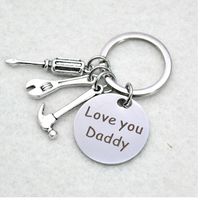 Stainless Steel Letter Tool Hammer Wrench Screwdriver Father's Day Gift Key Ring main image 3
