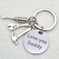 Stainless Steel Letter Tool Hammer Wrench Screwdriver Father's Day Gift Key Ring main image 4