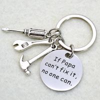 Father's Day Gift Letter Stainless Steel Hammer Wrench Screwdriver Key Ring main image 5