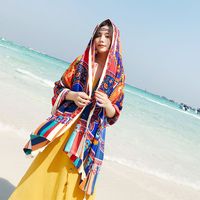 Women's Vacation Bohemian Totem Satin Silk Scarves sku image 5