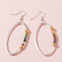 Bohemian Oval Alloy Plating Natural Stone Earrings 1 Piece main image 2