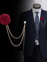 Men's British Style Rose Cloth Brooches Artificial Rhinestones main image 1