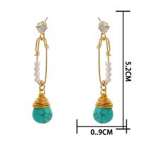 Vintage Style Water Droplets Alloy Inlay Artificial Pearl Turquoise Earrings 1 Piece main image 5