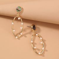 Elegant Oval Alloy Inlaid Pearls Artificial Pearl Earrings 1 Piece main image 2