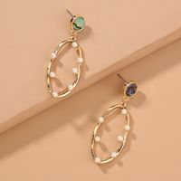 Elegant Oval Alloy Inlaid Pearls Artificial Pearl Earrings 1 Piece main image 5