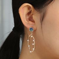 Elegant Oval Alloy Inlaid Pearls Artificial Pearl Earrings 1 Piece main image 8