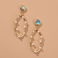 Elegant Oval Alloy Inlaid Pearls Artificial Pearl Earrings 1 Piece sku image 1
