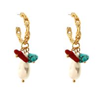 Glam Geometric Alloy Plating Artificial Pearl Earrings 1 Piece main image 2