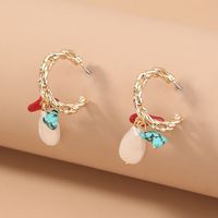 Glam Geometric Alloy Plating Artificial Pearl Earrings 1 Piece main image 3