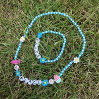 New Style Summer Blue Daisy Flower Letter Handmade Beaded Necklace Bracelet main image 2