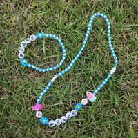 New Style Summer Blue Daisy Flower Letter Handmade Beaded Necklace Bracelet main image 4