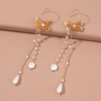 Elegant Butterfly Alloy Plating Artificial Pearl Earrings 1 Piece main image 3