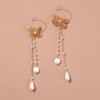 Elegant Butterfly Alloy Plating Artificial Pearl Earrings 1 Piece main image 1