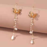 Elegant Butterfly Alloy Plating Artificial Pearl Earrings 1 Piece main image 5