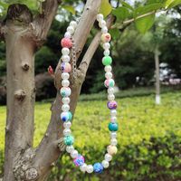 Summer Fashion Pearl Polymer Clay Contrast Color Necklace Bracelet C-shaped Earrings main image 2