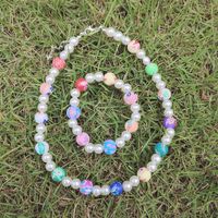 Summer Fashion Pearl Polymer Clay Contrast Color Necklace Bracelet C-shaped Earrings main image 4