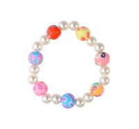 Summer Fashion Pearl Polymer Clay Contrast Color Necklace Bracelet C-shaped Earrings sku image 1