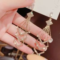 Women's Fashion Shiny Geometric Alloy Earrings Plating Inlay Artificial Rhinestones Drop Earrings sku image 2