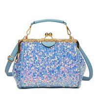 Fashionable Multicolor Sequins Shoulder Portable Crossbody Square Bag sku image 2