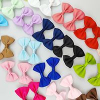Girl's Cute Sweet Solid Color Bow Knot Polyester Hair Accessories Hair Clip 1 Set main image 4