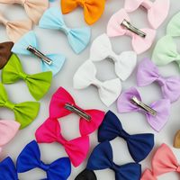 Girl's Cute Sweet Solid Color Bow Knot Polyester Hair Accessories Hair Clip 1 Set main image 3