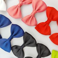 Girl's Cute Sweet Solid Color Bow Knot Polyester Hair Accessories Hair Clip 1 Set main image 5