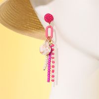 New Fashion Shell Decor Long Bead Tassel Earrings sku image 2