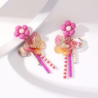 Flower Shell Butterfly Decor Beaded Tassels Exaggerated Earrings main image 6