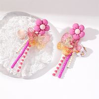 Flower Shell Butterfly Decor Beaded Tassels Exaggerated Earrings main image 5