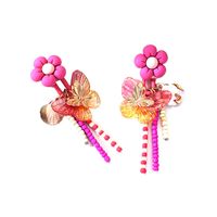 Flower Shell Butterfly Decor Beaded Tassels Exaggerated Earrings main image 2
