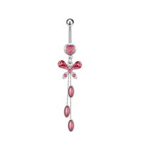 Pink Butterfly Tassel Feather Belly Ring Navel Stud 4 Pcs Set main image 2