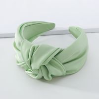 Fashion Simple Solid Color Wide-brimmed Fabric Knotted Hairband Women main image 3