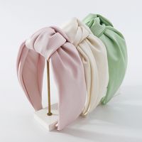 Fashion Simple Solid Color Wide-brimmed Fabric Knotted Hairband Women main image 1