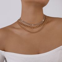 Fashion Delicate Thick Claw Chain Rhinestone Inlaid Multi-layer Necklace Women sku image 1