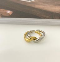 Neue Stil Welle Gebogen Titan Stahl Offene Ring 2 Stück Set main image 4
