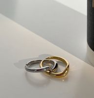 Neue Stil Welle Gebogen Titan Stahl Offene Ring 2 Stück Set main image 2