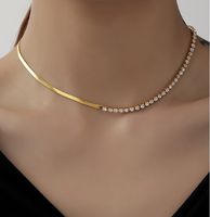 Vintage-stil Geometrisch Titan Stahl Eingelegtes Gold Künstliche Diamanten Halsband main image 5