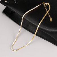 Vintage-stil Geometrisch Titan Stahl Eingelegtes Gold Künstliche Diamanten Halsband main image 4