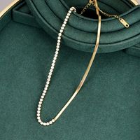 Vintage-stil Geometrisch Titan Stahl Eingelegtes Gold Künstliche Diamanten Halsband main image 2