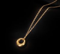 Simple New Style Circle Pendant Titanium Steel Gold Plated Necklace main image 1