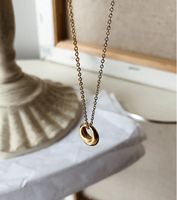 Simple New Style Circle Pendant Titanium Steel Gold Plated Necklace main image 5