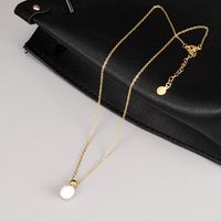 Fashion Vintage Style Perfume Bottle Pearl Pendant Titanium Steel 18k Gold Plating Necklace main image 3