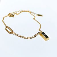 Simple New Style Titanium Steel 18k Gold Plated Square Pendant Anklet main image 5