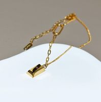Simple New Style Titanium Steel 18k Gold Plated Square Pendant Anklet main image 2
