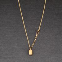 New Style Titanium Steel 18k Gold Plated Small Square Pendant Necklace main image 4