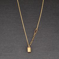 Nuevo Estilo De Acero De Titanio 18k Chapado En Oro Pequeño Colgante Cuadrado Collar main image 4