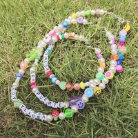 Bohemian Style Summer Candy Color Letter Heart Bear Short Pearl Beaded Necklace main image 6