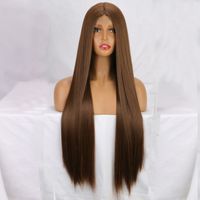 Women's Wig Champagne Long Straight Hair Synthetic Wigs Medium High-temperature Fiber Wig Wigs main image 2